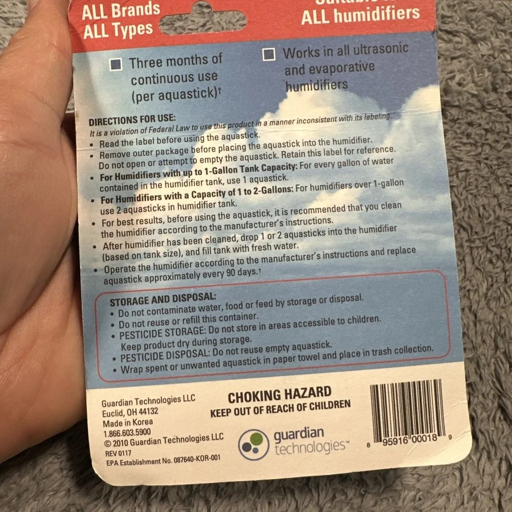 Aquastick Antimicrobial Humidifier Treatment, Universal Fit Reduces Odors 2 Pack